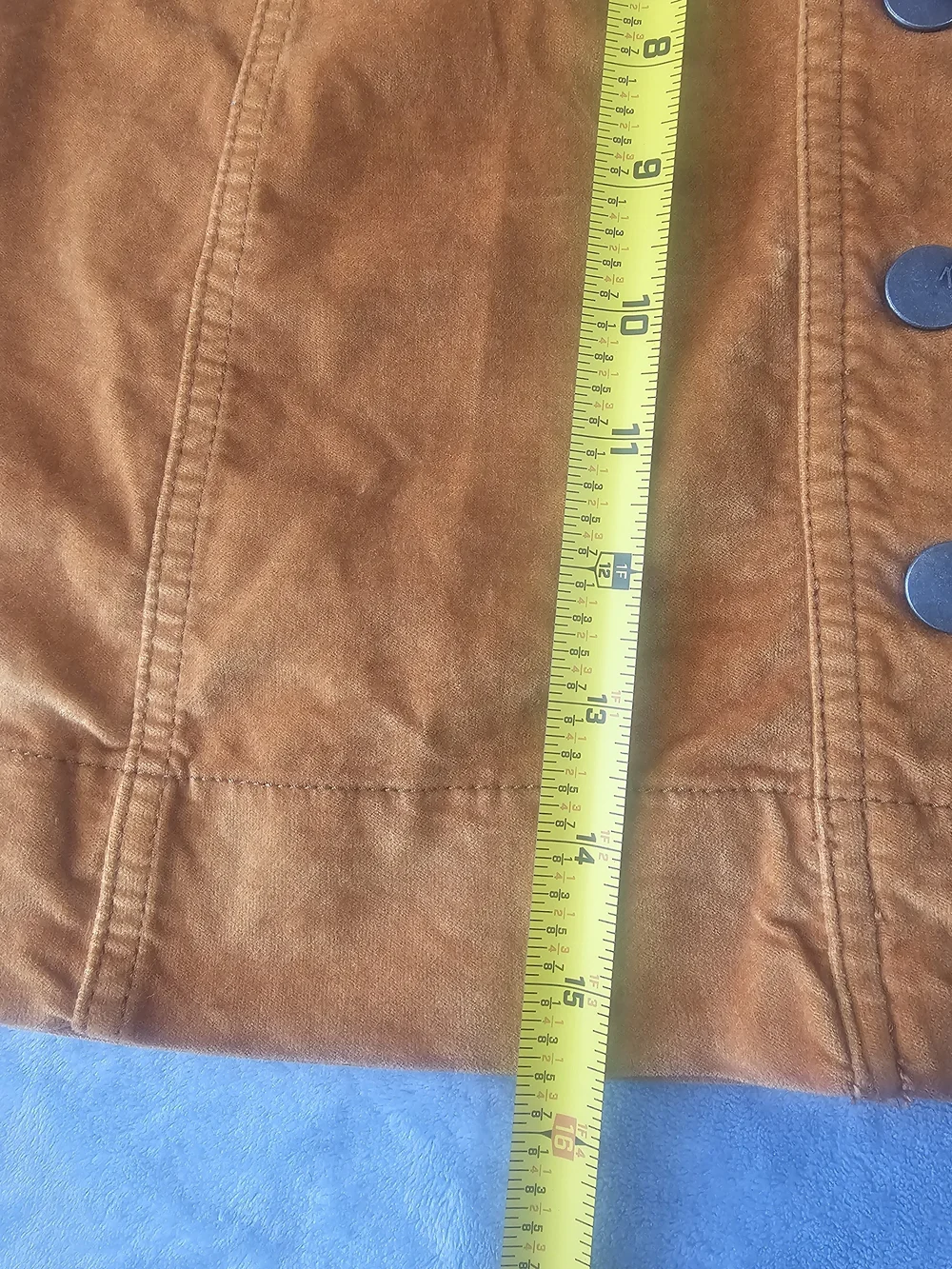 Madewell Velveteen‎ Mini Skirt Womens 6 Snap Button Front A Line Stretch Orange